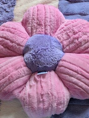 Plush Flower Accent Pillow - Pink and Lavender